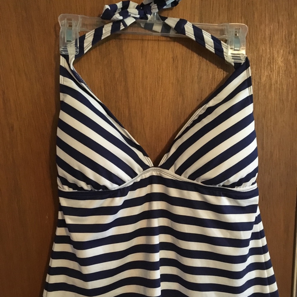 Navy Blue and White Swimsuit
